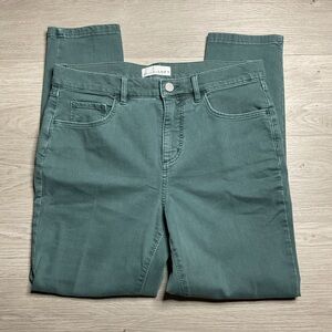 LOFT Women's Dark Green Modern Skinny‎ Crop Jeans Stretch Pockets Size 8